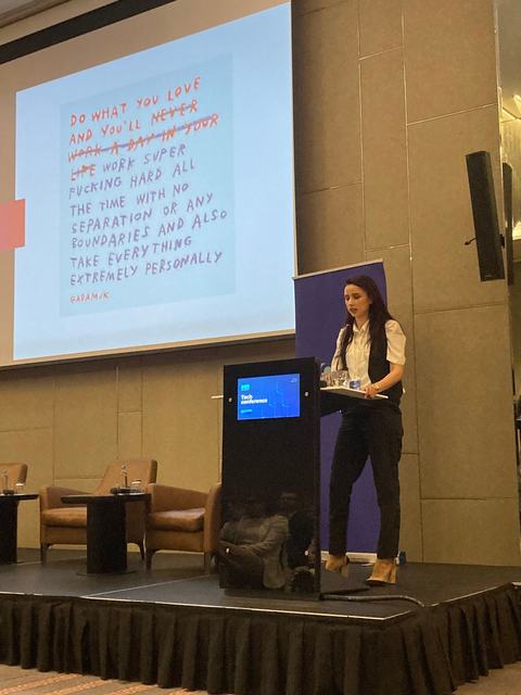 Silvija Gelevski inspiring audience with story of resilience.